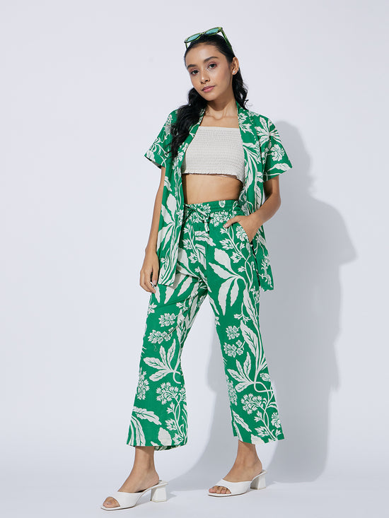 Green shrug co-ord set with Crop Top