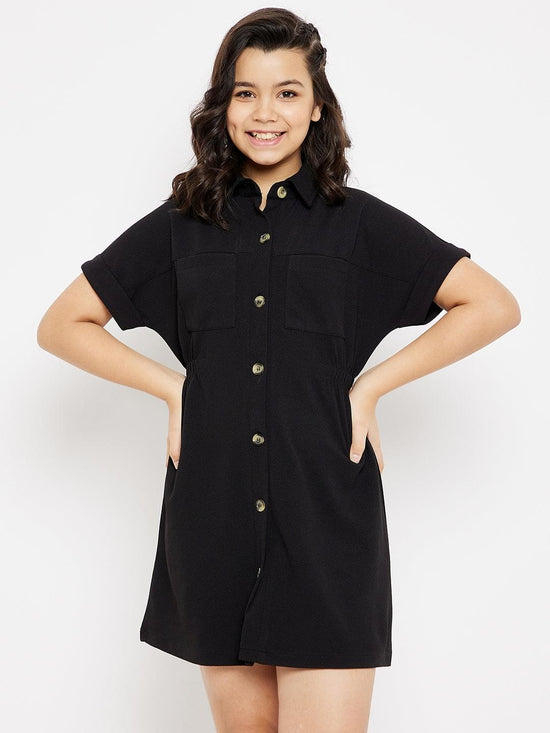 Black Button Down Dress For Girls