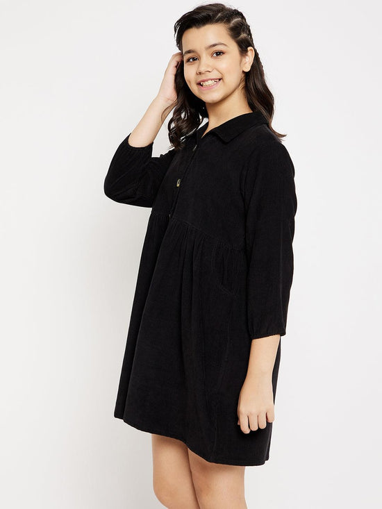 Black Button Down Dress For Girls
