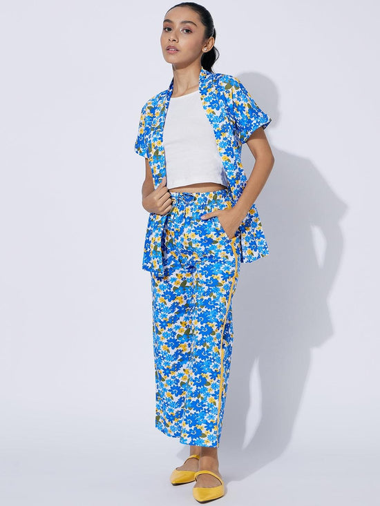 Blue shrug co-ord set with top