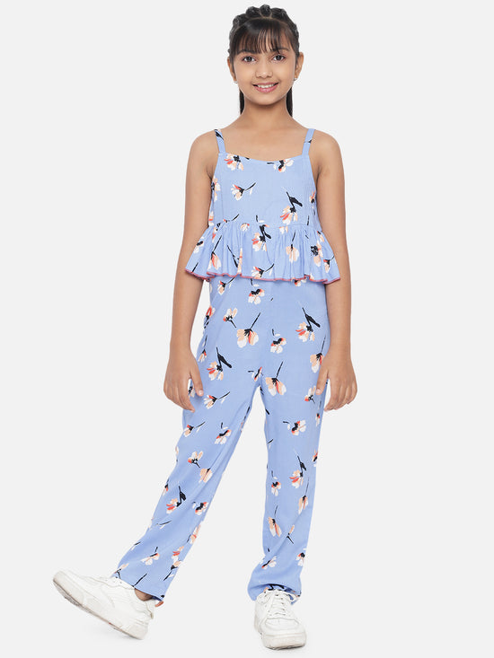Floral Print Girls Jumpsuit