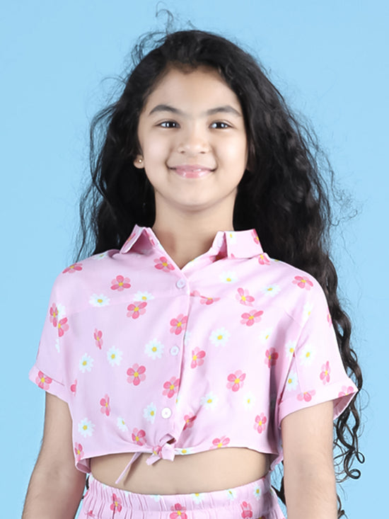 Girls Rayon Crop Top (Pink, Pack of 1)