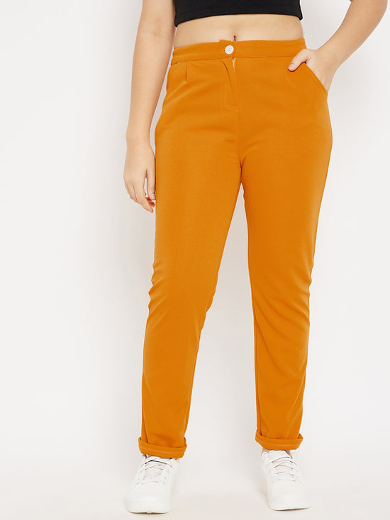 Regular Fit Girls Yellow Trousers