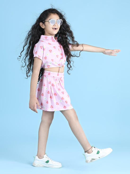 Girls Casual Top Skirt (Pink)