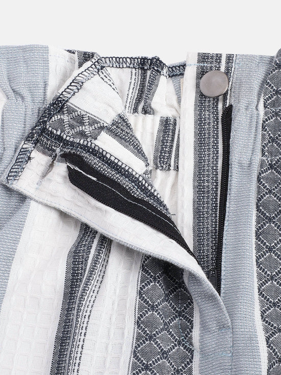 Striped Girls Gathered White, Blue Skirt