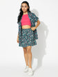 Floral printed shrug & skirt co-ord set with top
