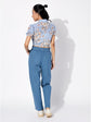 Blue stripe shirt & trouser clothing set with crop top