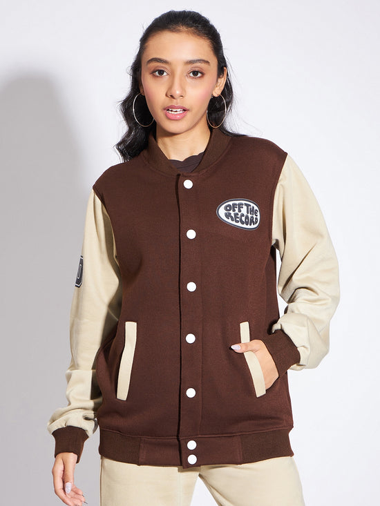 Brown Printed varsity jackets