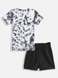 Girls Black & White Dyed T-shirt with Shorts