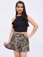Girls Floral Printed Sleeveless Top with Skirt