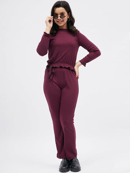 Brown Ribbed Winter Co-Ord Set