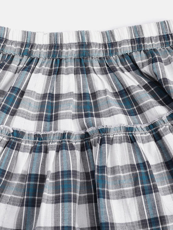 Checkered Girls Tiered Multicolor Skirt