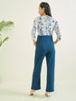 Luyk Girls Blue Floral Printed Jumpsuit