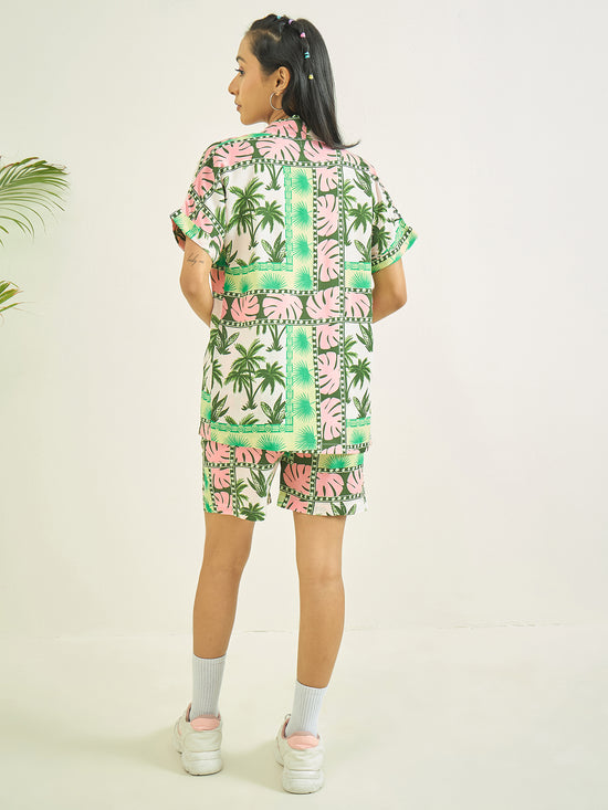 Luyk Girls Green Floral 3 pcs Shorts Set