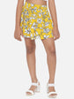 Floral Print Girls Pleated Yellow, White Skirt
