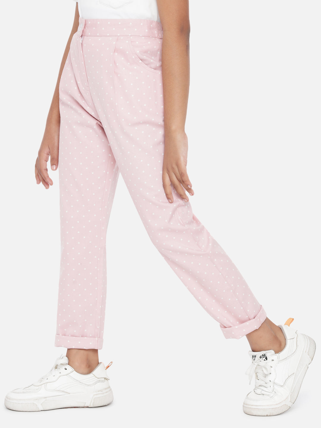 Buy BIBA GIRLS Solid Cotton Lycra Slim Fit Girls Trousers | Shoppers Stop