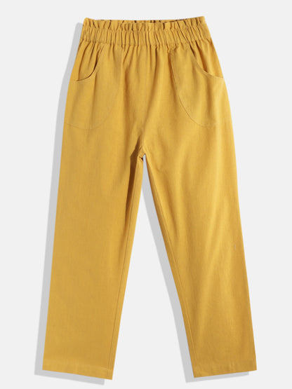 Regular Fit Girls Yellow Trousers