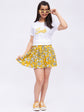 Printed tshirt with Yellow floral mini skirt