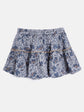 Floral Print Girls Tiered Blue Skirt