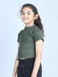 Girls Pure Cotton Knit Top (Green, Pack of 1)
