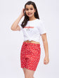 Printed tshirt with red shorts