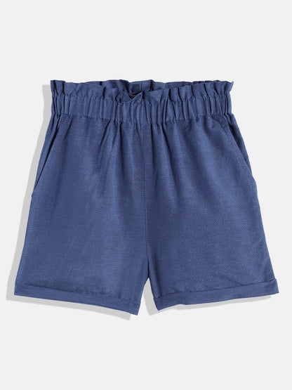 Short For Girls Casual Solid Pure Cotton (Blue, Pack of 1)