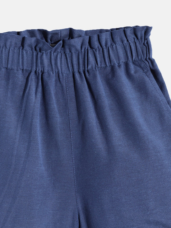 Short For Girls Casual Solid Pure Cotton (Blue, Pack of 1)