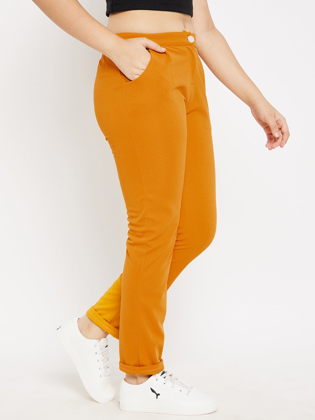 Buy the Womens Yellow Flat Front Pockets Regular Fit Skinny Leg Ankle Pants  Size 0 | GoodwillFinds