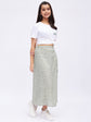 Printed tshirt with green floral Skirt