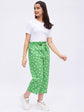 Plain t-shirt with green floral printed pants