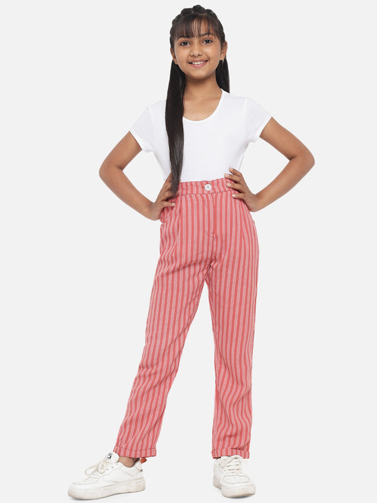 Regular Fit Girls Red Trousers