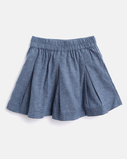 Solid Girls Pleated Blue Skirt