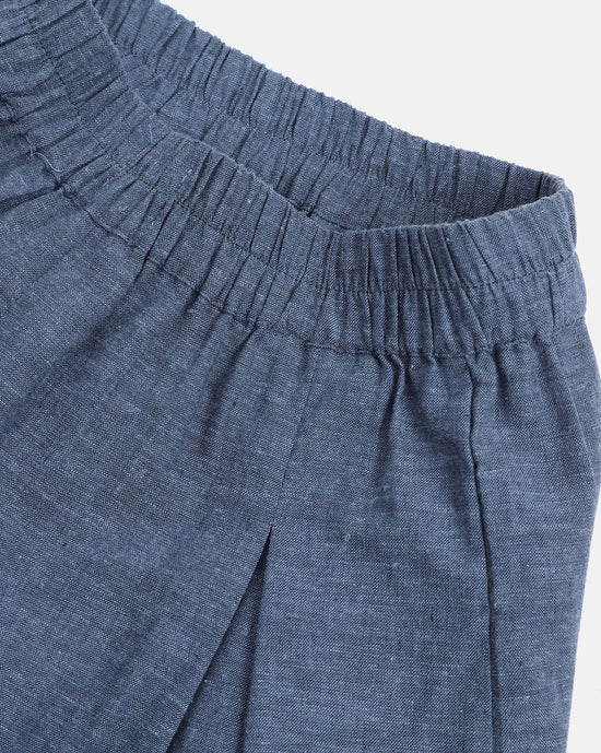 Solid Girls Pleated Blue Skirt