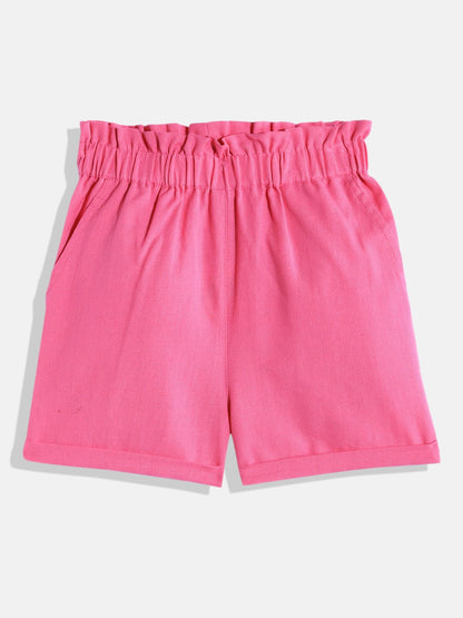 Short For Girls Casual Solid Pure Cotton (Pink, Pack of 1)